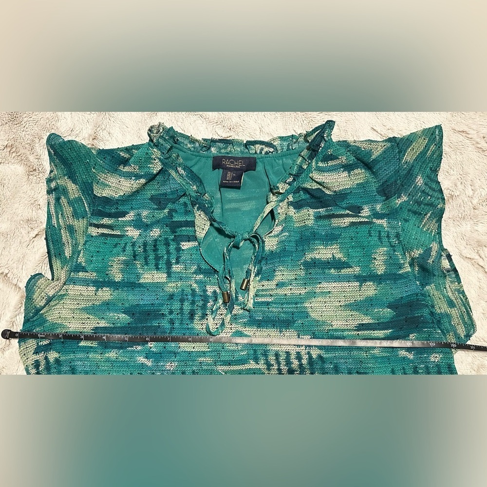 RACHEL Rachel Roy Green Mini Pom Pom V Neck Blouse - Picture 3 of 10